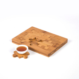 Bamboo Puzzle-shape tray with 6 coasters
