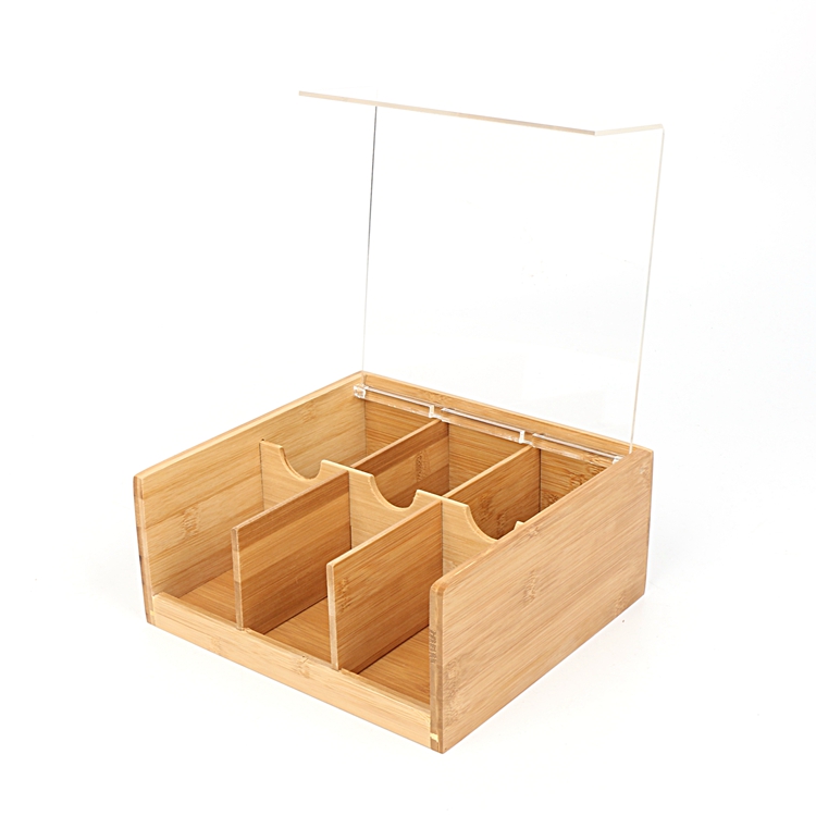 BAMBOO TEA BOX WITH ACRYLIC COVER