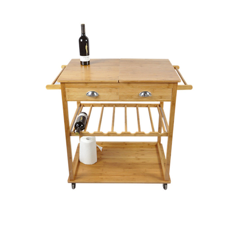 Custom-Portable-Rolling-Bamboo-Kitchen-Trolley
