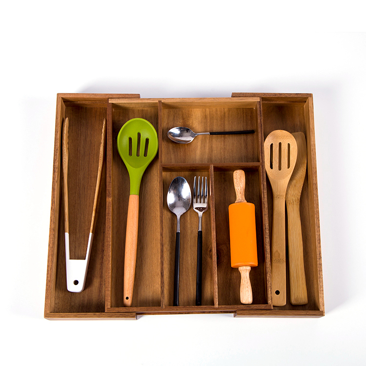 ACACIA WOOD EXPANDABLE KNIFE&amp;CUTLERY TRAY